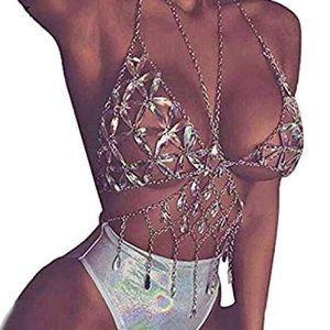 Silver Rhinestone Body Chain 💎✨